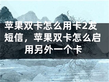 苹果双卡怎么用卡2发短信，苹果双卡怎么启用另外一个卡