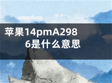 苹果14pmA2986是什么意思