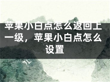 苹果小白点怎么返回上一级，苹果小白点怎么设置