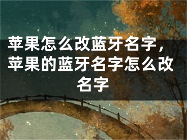 苹果怎么改蓝牙名字，苹果的蓝牙名字怎么改名字