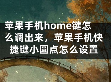 苹果手机home键怎么调出来，苹果手机快捷键小圆点怎么设置