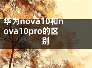 华为nova10和nova10pro的区别