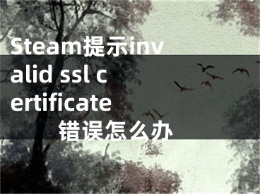 Steam提示invalid ssl certificate错误怎么办 