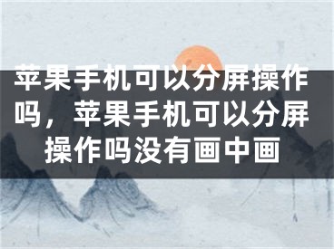 苹果手机可以分屏操作吗，苹果手机可以分屏操作吗没有画中画