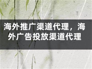 海外推广渠道代理，海外广告投放渠道代理