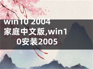 win10 2004家庭中文版,win10安装2005