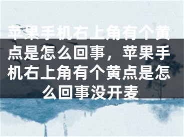 苹果手机右上角有个黄点是怎么回事，苹果手机右上角有个黄点是怎么回事没开麦