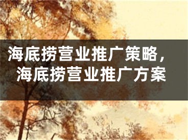 海底捞营业推广策略，海底捞营业推广方案