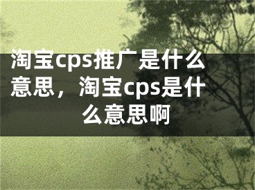 淘宝cps推广是什么意思，淘宝cps是什么意思啊