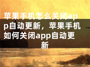 苹果手机怎么关闭app自动更新，苹果手机如何关闭app自动更新