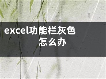 excel功能栏灰色怎么办