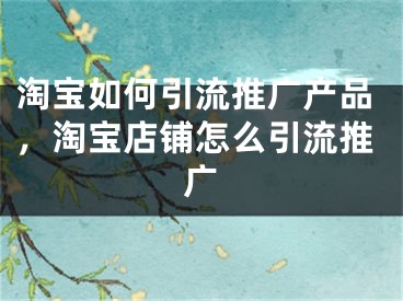 淘宝如何引流推广产品，淘宝店铺怎么引流推广