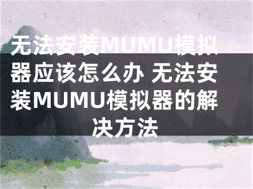 无法安装MUMU模拟器应该怎么办 无法安装MUMU模拟器的解决方法