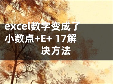 excel数字变成了小数点+E+ 17解决方法