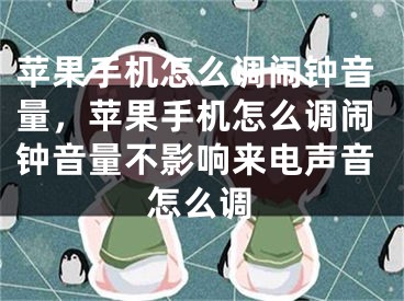 苹果手机怎么调闹钟音量，苹果手机怎么调闹钟音量不影响来电声音怎么调