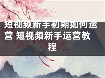 短视频新手初期如何运营 短视频新手运营教程