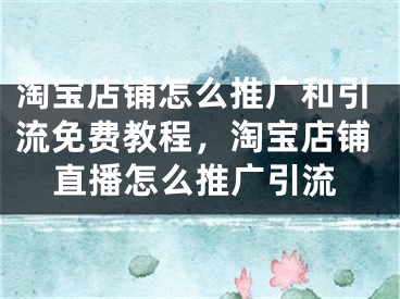 淘宝店铺怎么推广和引流免费教程，淘宝店铺直播怎么推广引流