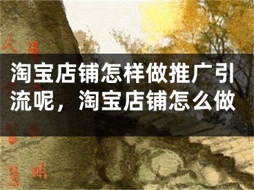 淘宝店铺怎样做推广引流呢，淘宝店铺怎么做