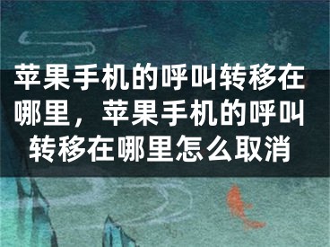 苹果手机的呼叫转移在哪里，苹果手机的呼叫转移在哪里怎么取消