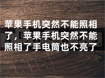 苹果手机突然不能照相了，苹果手机突然不能照相了手电筒也不亮了