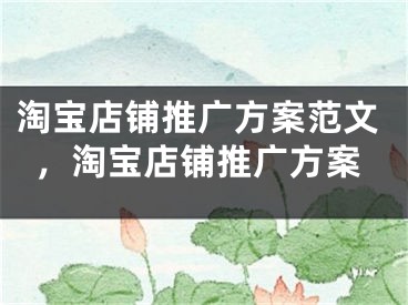 淘宝店铺推广方案范文，淘宝店铺推广方案