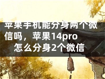 苹果手机能分身两个微信吗，苹果14pro怎么分身2个微信