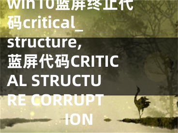 win10蓝屏终止代码critical_structure,蓝屏代码CRITICAL STRUCTURE CORRUPTION