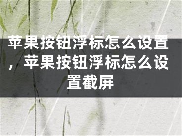 苹果按钮浮标怎么设置，苹果按钮浮标怎么设置截屏