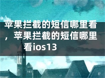 苹果拦截的短信哪里看，苹果拦截的短信哪里看ios13