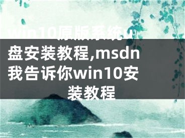 win10原版系统u盘安装教程,msdn我告诉你win10安装教程