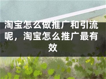 淘宝怎么做推广和引流呢，淘宝怎么推广最有效