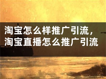 淘宝怎么样推广引流，淘宝直播怎么推广引流
