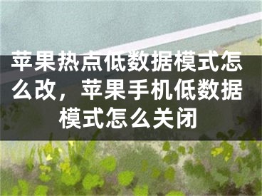 苹果热点低数据模式怎么改，苹果手机低数据模式怎么关闭 