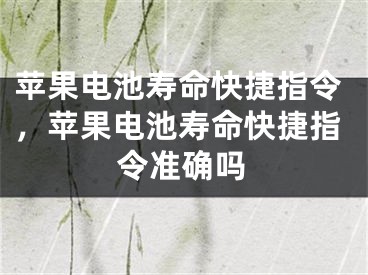 苹果电池寿命快捷指令，苹果电池寿命快捷指令准确吗