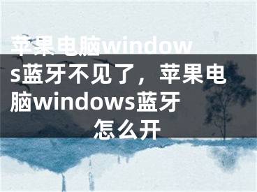 苹果电脑windows蓝牙不见了，苹果电脑windows蓝牙怎么开