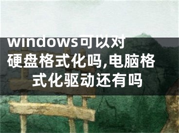 windows可以对硬盘格式化吗,电脑格式化驱动还有吗