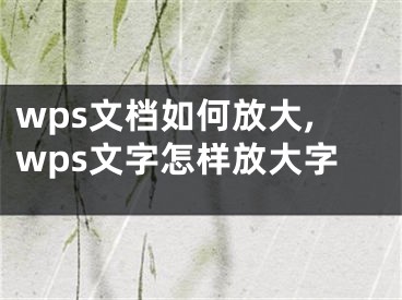 wps文档如何放大,wps文字怎样放大字