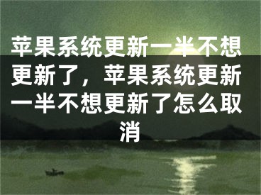 苹果系统更新一半不想更新了，苹果系统更新一半不想更新了怎么取消