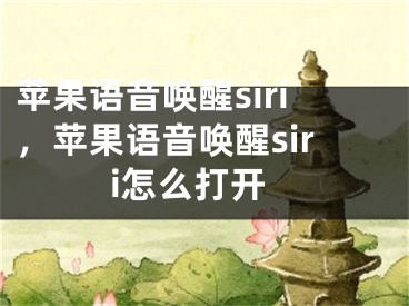 苹果语音唤醒siri，苹果语音唤醒siri怎么打开