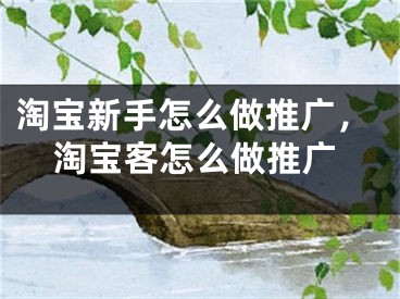 淘宝新手怎么做推广，淘宝客怎么做推广 