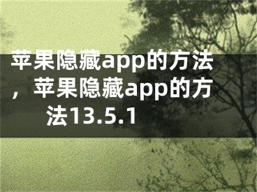 苹果隐藏app的方法，苹果隐藏app的方法13.5.1