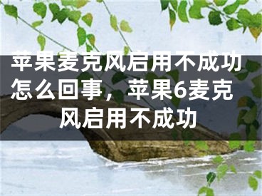 苹果麦克风启用不成功怎么回事，苹果6麦克风启用不成功