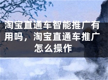 淘宝直通车智能推广有用吗，淘宝直通车推广怎么操作