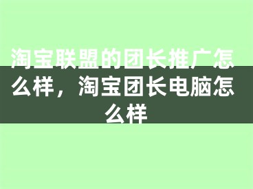 淘宝联盟的团长推广怎么样，淘宝团长电脑怎么样 