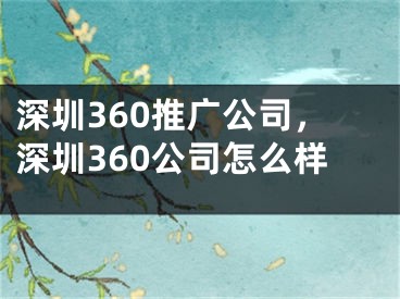 深圳360推广公司，深圳360公司怎么样