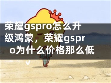 荣耀gspro怎么升级鸿蒙，荣耀gspro为什么价格那么低