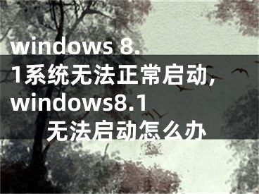windows 8.1系统无法正常启动,windows8.1无法启动怎么办