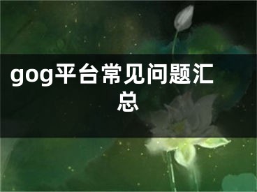 gog平台常见问题汇总