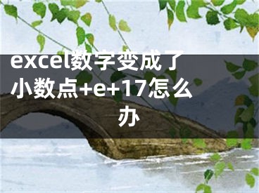 excel数字变成了小数点+e+17怎么办