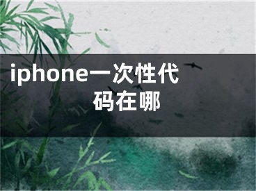 iphone一次性代码在哪